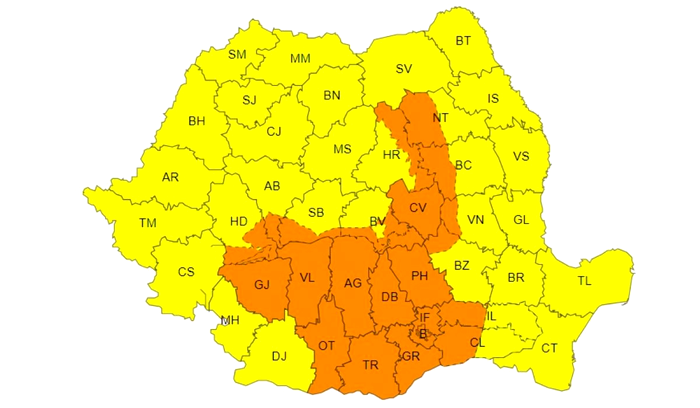 Avertizare meteo ANM de cod portocaliu