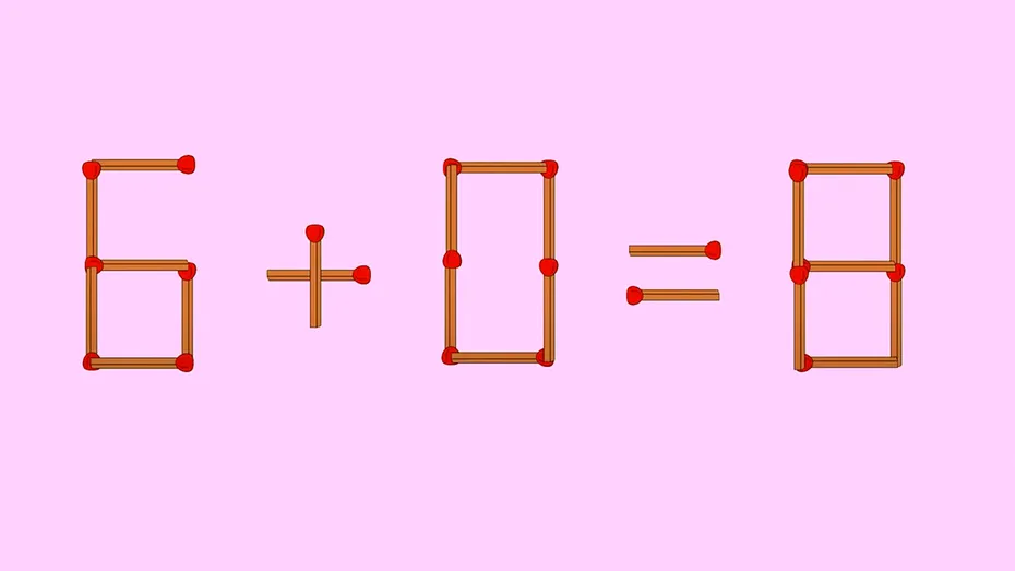Test de inteligență | Mutați un singur chibrit pentru a corecta 6+0=8