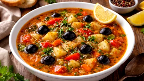 Ciorba cu măsline, gustul simplu care adună familia în jurul mesei. Poate fi acrită cu borș sau lămâie