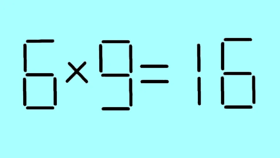 TEST IQ | Mutați un singur băț de chibrit pentru a corecta egalitatea 6x9=16