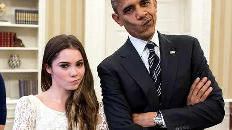 Obama is not impressed! Preşedintele american, glume cu gimnasta McKayla Maroney