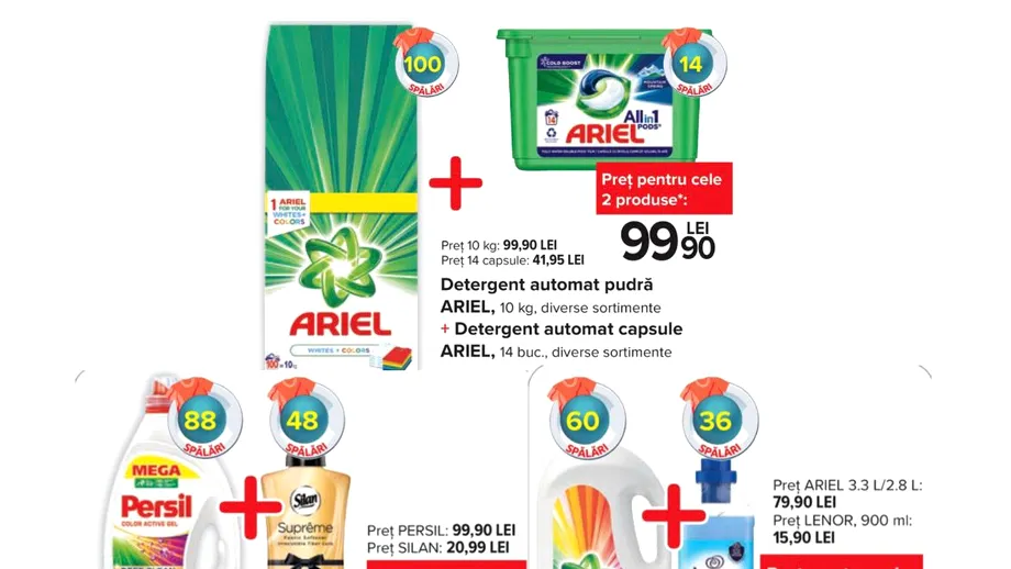 Oferta Carrefour la detergenți și balsam de rufe. Prețuri MICI în perioada 3.05-9.05.2023
