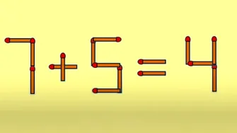 Test de logică cu chibrituri. Mută un singur băț pentru a corecta greșeala din următoarea ecuație: 7+5=4