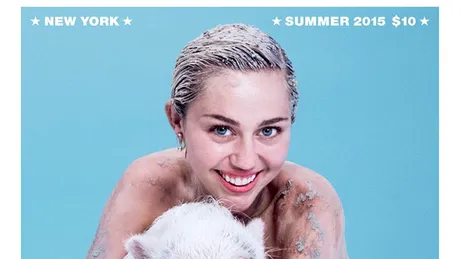 Miley Cyrus pozează nud, îmbrăţişând un porc!