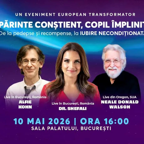 În premieră în România: trei dintre cele mai influente voci ale parentingului mondial, se reunesc la Sala Palatului, în conferința PĂRINTE CONȘTIENT, COPIL ÎMPLINIT – De la pedepse și recompense la iubire necondiționată