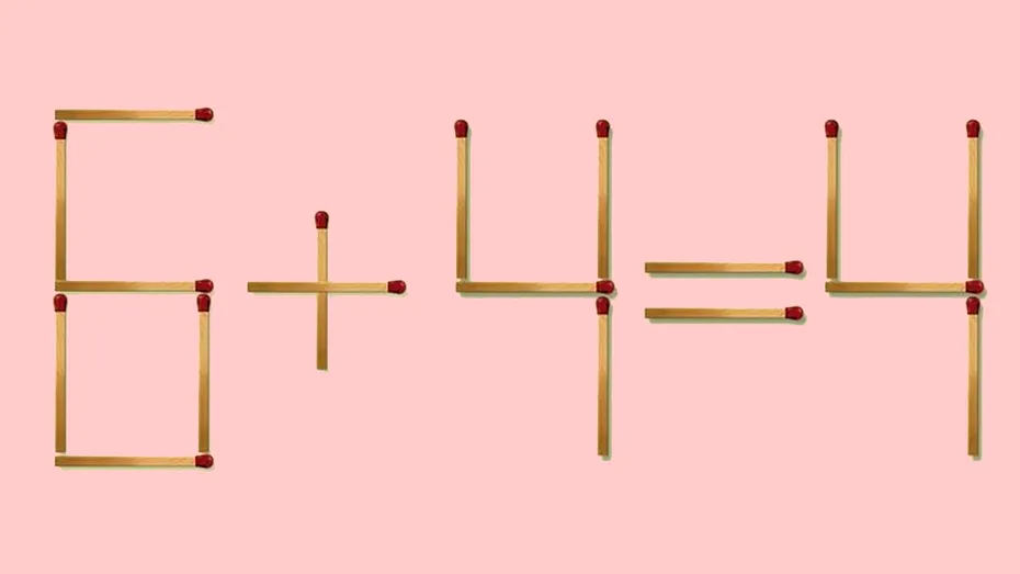 TEST IQ | 6 + 4 = 4 e greșit! Corectați egalitatea mutând un singur chibrit. Atenție: Sunt 3 soluții!