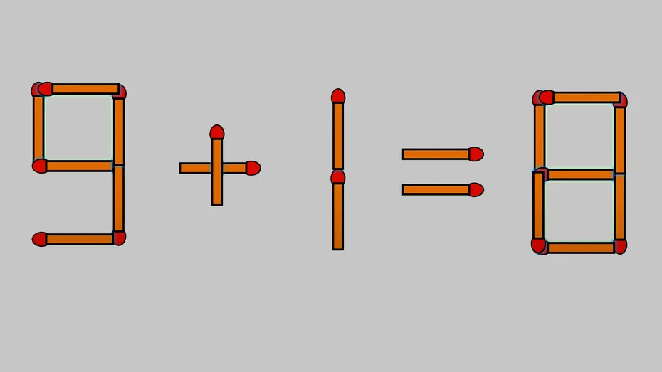 Test IQ exclusiv pentru genii | 9+1=8 este fals. Corectați egalitatea, mutând un singur chibrit!