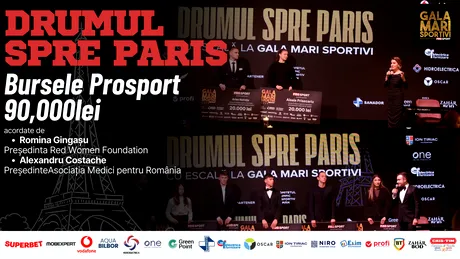 ProSport se gândește la viitor! Romina Gingașu, președintele Red Women Foundation, a oferit două burse speciale de 20.000 de lei fiecare, iar Alexandru Costache, membru Asociației Medici pentru România, a acordat 5 burse a câte 10.000 de lei fiecare