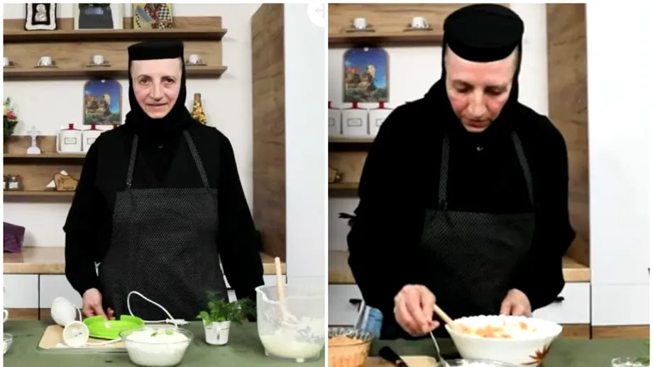 Salată de ciuperci cu maioneză vegetală. Rețeta de post pregătită la Mănăstirea Chiroiu / VIDEO