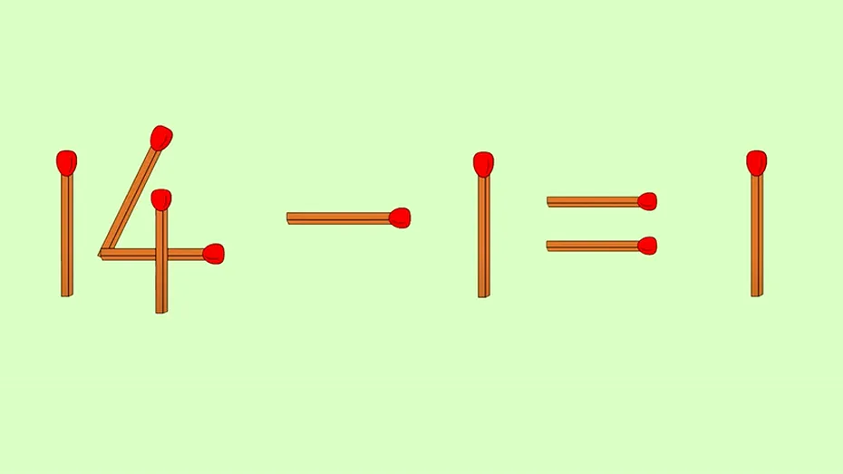 Test IQ | Corectați egalitatea 14-1=1, mutând un singur băț de chibrit!