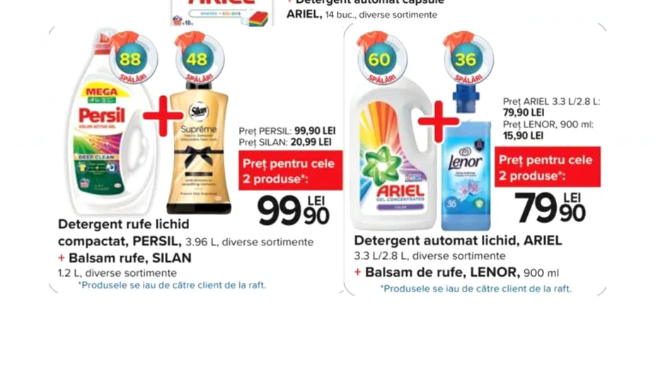 Oferta Carrefour la detergenți și balsam de rufe. Prețuri MICI în perioada 3.05-9.05.2023