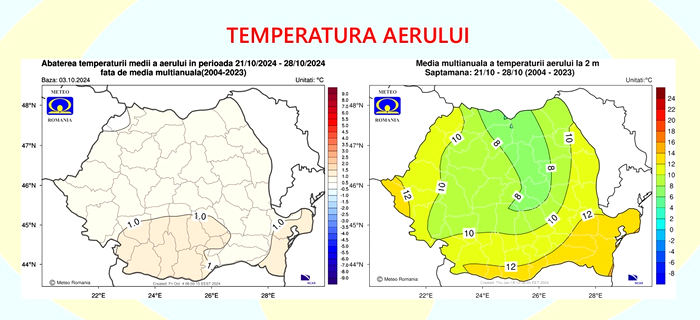 Prognoza meteo pentru săptămâna 21-28 octombrie 2024