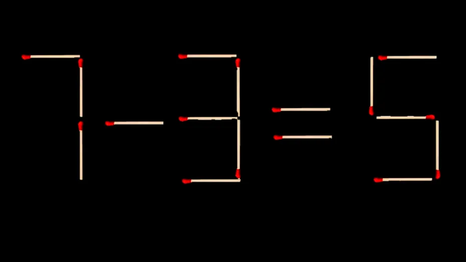 Test IQ | Mutați un singur băț de chibrit pentru a corecta egalitatea 7-3=5