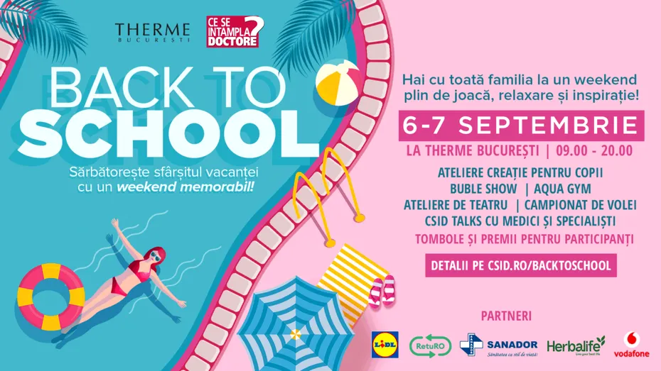 CSID.RO aniversează 20 de ani și îi sărbătorește împreună cu familiile din România la THERME București: două zile de distracție, sănătate și relaxare la evenimentul „CSID – BACK TO SCHOOL”