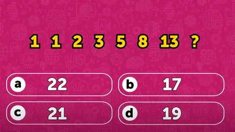 Test de inteligență | Ce număr completează seria: 1, 1, 2, 3, 5, 8, 13?