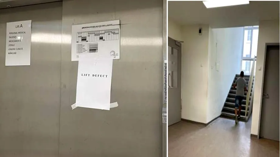 Pacienți cărați cu targa pe scări pentru că liftul de la Urgențe s-a defectat. „E nenorocire! Nu găsim piesa în țară, am comandat-o din Italia”