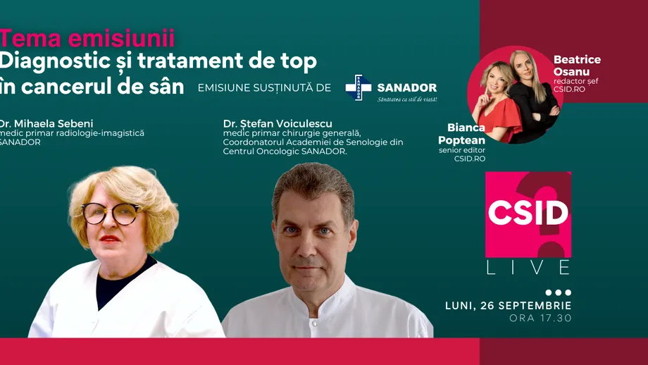 Diagnostic și tratament de top în cancerul de sân - CSID.RO Live