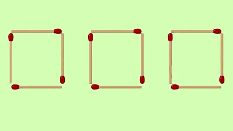 TEST IQ | Mutați exact două bețe, pentru a obține ora 4:30 din cele 3 pătrate din imagine!
