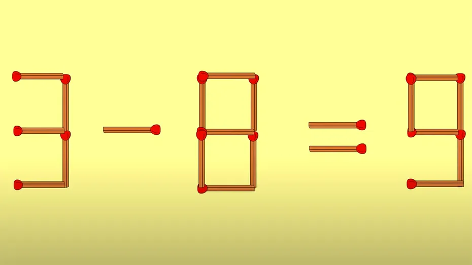 Test IQ cu chibrituri | Mutați un singur băț, pentru a corecta 3-8=9