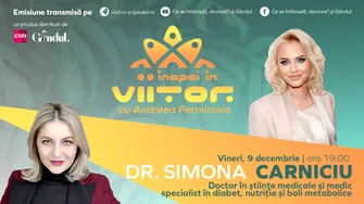 Dr. Simona Carniciu este invitată la „Înapoi în viitor”, vineri, 9 decembrie, de la ora 19:00