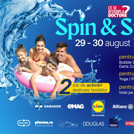 „Spin & Splash by CSID.ro”, două zile de sport, joacă, sănătate și surprize pentru întreaga familie, la THERME București