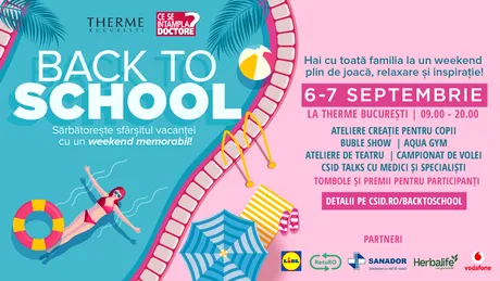 CSID.RO aniversează 20 de ani și îi sărbătorește împreună cu familiile din România la THERME București: două zile de distracție, sănătate și relaxare la evenimentul „CSID – BACK TO SCHOOL”
