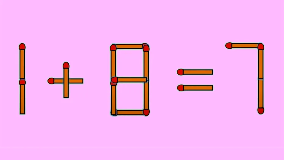 Test de inteligență | Corectați 1+8=7, mutând un singur băț de chibrit