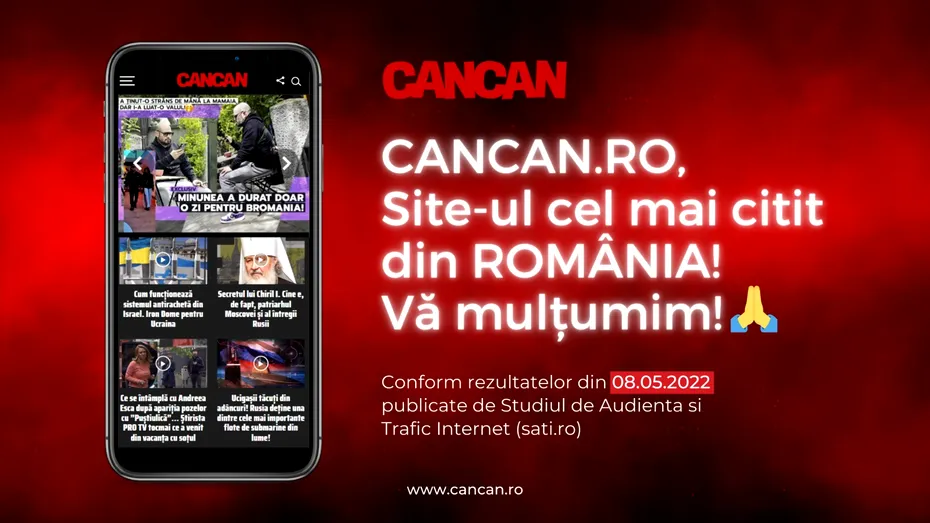 CIFRE OFICIALE. CANCAN.RO, cel mai citit site din România pe 8 mai!