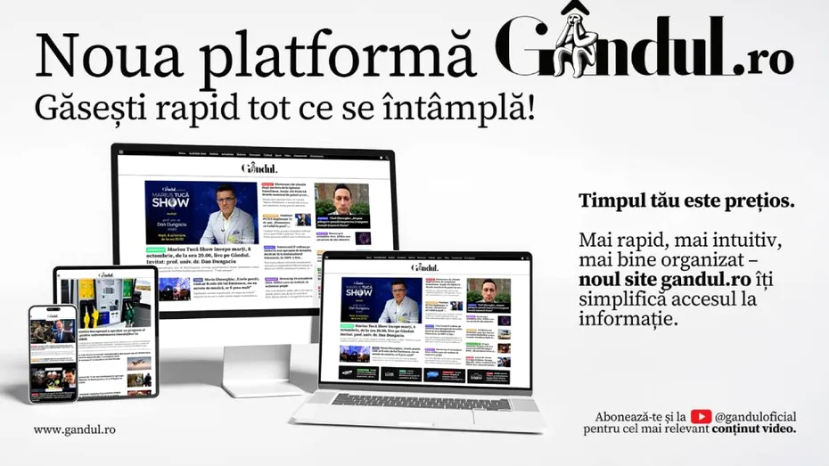 Noua platformă GÂNDUL.RO se lansează astăzi. Găsești rapid tot ce se întâmplă!