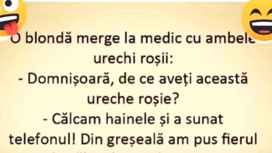BANC | O blondă merge la medic cu ambele urechi roșii