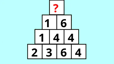 Test IQ exclusiv pentru genii | Ce număr trebuie să fie în vârful piramidei?