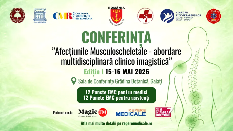 CP- Galați devine punct de întâlnire pentru medicina multidisciplinară: Conferința „Afecțiunile musculo-scheletale – abordare multidisciplinară clinico-imagistică”, 15–16 mai 2026