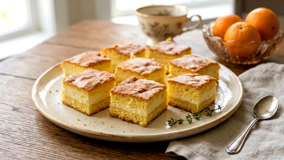 Prăjitură turnată cu cremă de brânză Hochland Crème Clasic și aromă de portocală