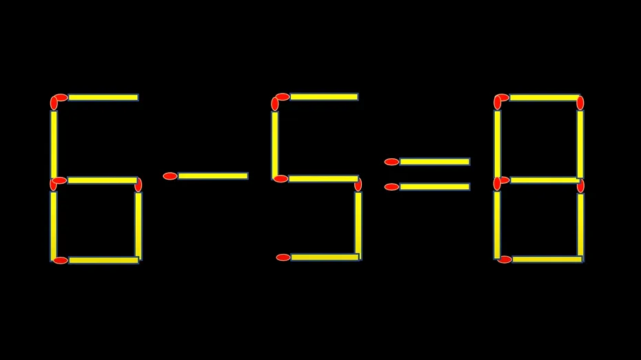 Test de inteligență cu chibrituri | Corectați 6-5=8, mutând un singur băț!