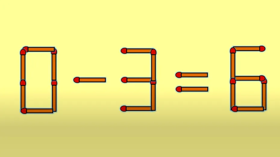 Test IQ cu chibrituri | Mutați un singur băț, pentru a corecta 0-3=6