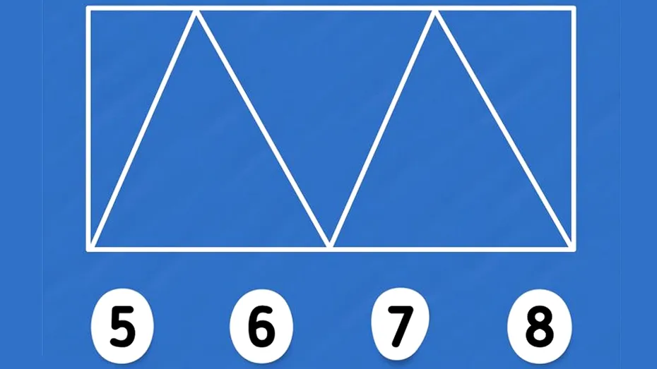 Test de inteligență | Câte triunghiuri sunt, în total: 5, 6, 7 sau 8?