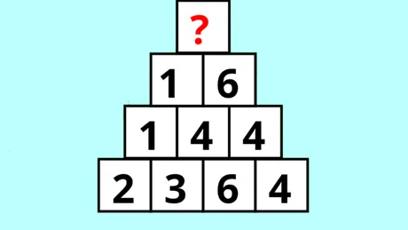 Test IQ exclusiv pentru genii | Ce număr trebuie să fie în vârful piramidei?