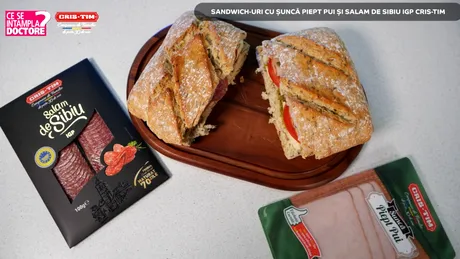 Sandwich-uri cu Șuncă Piept Pui și Salam de Sibiu IGP Cris-Tim