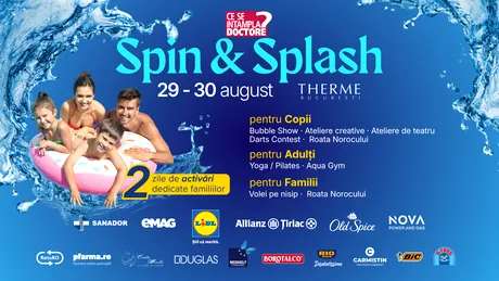 „Spin & Splash by CSID.ro”, două zile de sport, joacă, sănătate și surprize pentru întreaga familie, la THERME București
