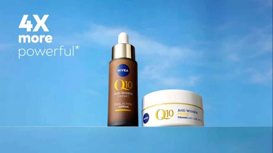 (P) Serumul NIVEA Q10 Dual Action: Cu ingredientul inovativ GLYCOSTOP®, previne și reduce ridurile cauzate de zahăr