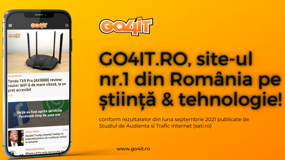 OFICIAL. Go4it.ro – site-ul cu cele mai multe afișări din domeniul Știință și Tehnologie în luna septembrie