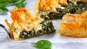 Rețetă de spanakopita, plăcintă grecească cu spanac și brânză feta
