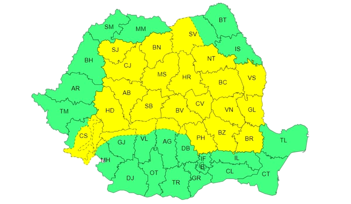 Harta zonelor afectate de fenomene meteo extreme