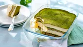 Tiramisu matcha - un desert spectaculos și colorat, foarte ușor de preparat