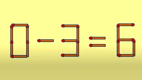 Test IQ cu chibrituri | Mutați un singur băț, pentru a corecta 0-3=6