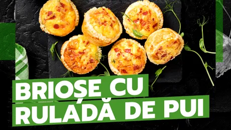 Brioșe cu ruladă de pui și cașcaval | REȚETĂ