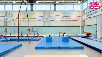 Nadia Comăneci, prezentă la selecția pentru cursurile gratuite de gimnastică destinate copiilor între 2 și 8 ani, la sala de gimnastică „Nadia Comăneci” din Otopeni