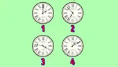 Test de logică | Unul dintre aceste 4 ceasuri nu este în regulă. Care?