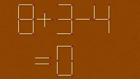 Test de inteligență | Corectați 8 + 3 - 4 = 0, mutând un singur chibrit!