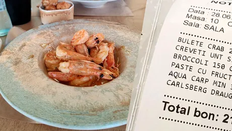 Cât a plătit o turistă pentru 6 creveți, într-un restaurant de fițe din Constanța